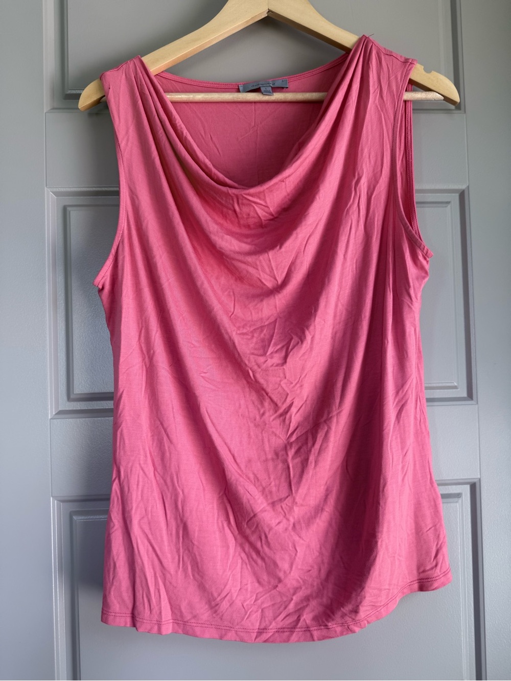Classiques Entier light salmon coral pink cowl neck sleeveless work top blouse